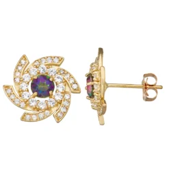 Designs By Gioelli 10k Gold Gemstone Swirl Stud Earrings