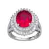 Designs By Gioelli Sterling Silver Simulated Gemstone Oval Halo Ring -Designs By Gioelli Jewelry 3927788 Ruby