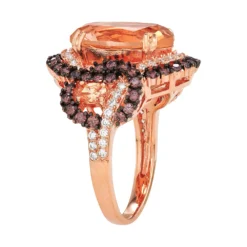 Designs By Gioelli 14k Rose Gold Plated Silver Simulated Morganite & Mocha Cubic Zirconia Ring -Designs By Gioelli Jewelry 3927802 ALT