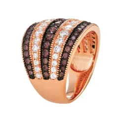 Designs By Gioelli 14k Rose Gold Plated Silver Mocha Cubic Zirconia Multi Row Ring -Designs By Gioelli Jewelry 3927803 ALT