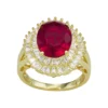 Designs By Gioelli 14k Gold Plated Silver Simulated Garnet Oval Halo Ring -Designs By Gioelli Jewelry 3927811