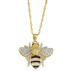 Designs By Gioelli 14k Gold Over Silver Lab-Created White Sapphire Bee Pendant Necklace