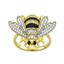 Designs By Gioelli Sterling Silver Lab-Created White Sapphire Bee Ring