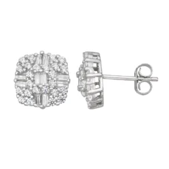Designs By Gioelli Sterling Silver Cubic Zirconia Accent Baguette Stud Earrings