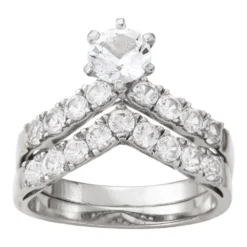 Designs By Gioelli Sterling Silver Lab-Created White Sapphire Ring Set