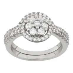 Designs By Gioelli Sterling Silver Lab-Created White Sapphire Cluster Ring Set