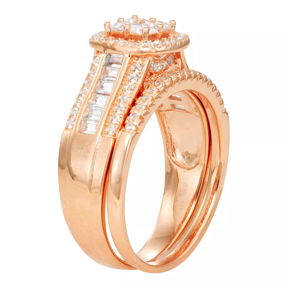 Designs By Gioelli Sterling Silver Lab-Created White Sapphire Square Ring Set 4 Designs By Gioelli Sterling Silver Lab-Created White Sapphire Square Ring Set - Image 2