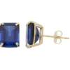 Designs By Gioelli 10k Gold Lab-Created Sapphire Emerald Cut Solitaire Stud Earrings -Designs By Gioelli Jewelry 4636778