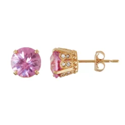 Designs By Gioelli 10k Gold Lab-Created Pink Sapphire & Diamond Stud Earrings