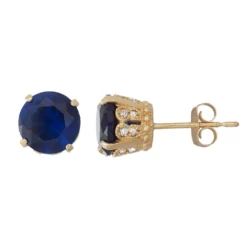 Designs By Gioelli 10k Gold Lab-Created Sapphire & Diamond Stud Earrings