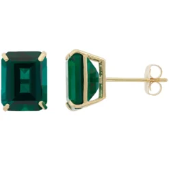 Designs By Gioelli 10k Gold Lab-Created Emerald Cut Solitaire Stud Earrings