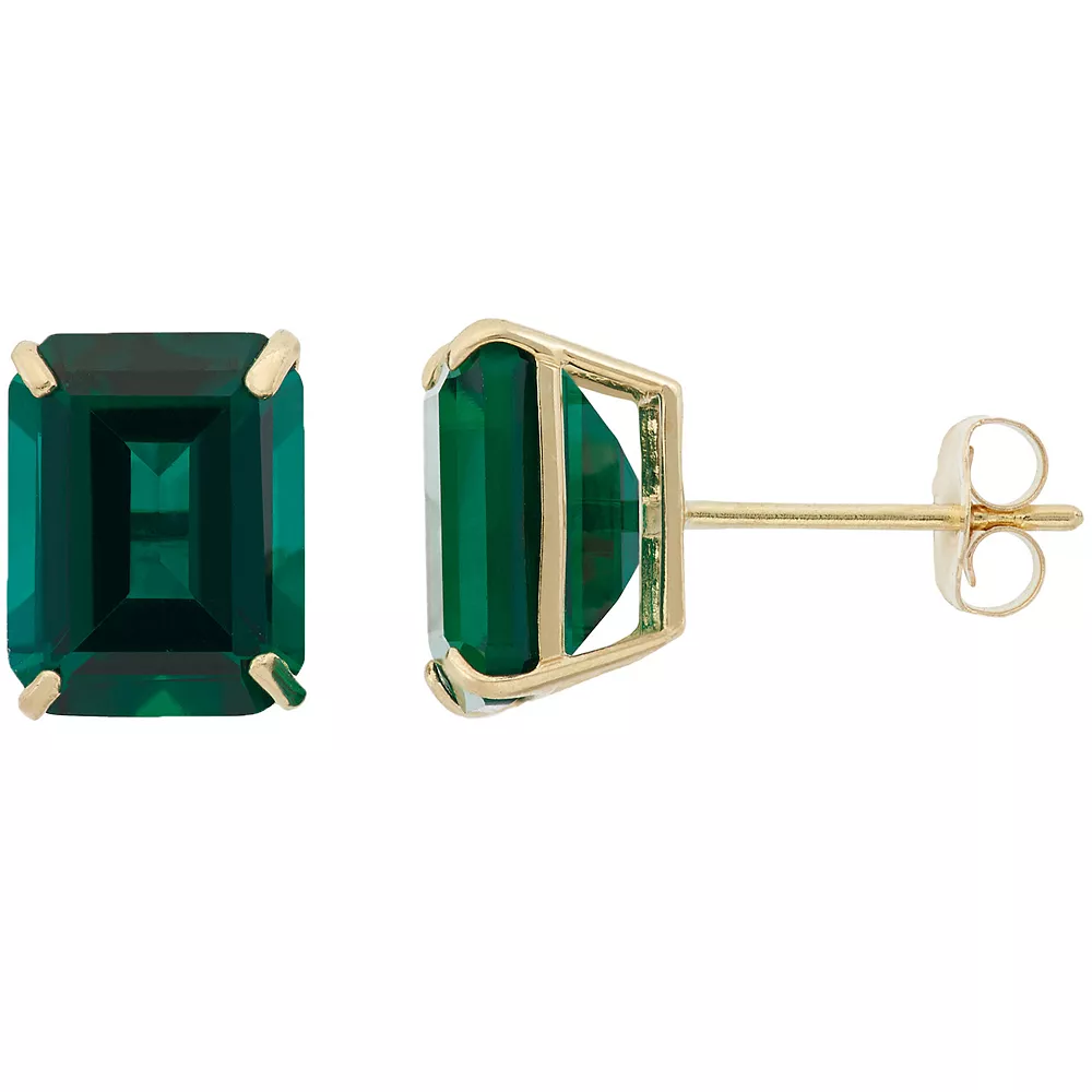 Designs By Gioelli 10k Gold Lab-Created Emerald Cut Solitaire Stud Earrings 3 Designs By Gioelli 10k Gold Lab-Created Emerald Cut Solitaire Stud Earrings