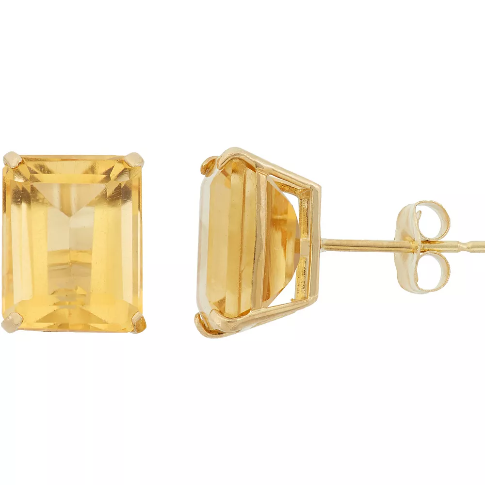 Designs By Gioelli 10k Gold Citrine Emerald Cut Solitaire Stud Earrings 3 Designs By Gioelli 10k Gold Citrine Emerald Cut Solitaire Stud Earrings