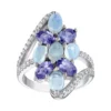 Designs By Gioelli Sterling Silver White Opal & Tanzanite Ring
