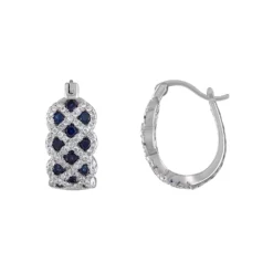 Designs By Gioelli Sterling Silver Lab-Created Sapphire Hoop Earrings
